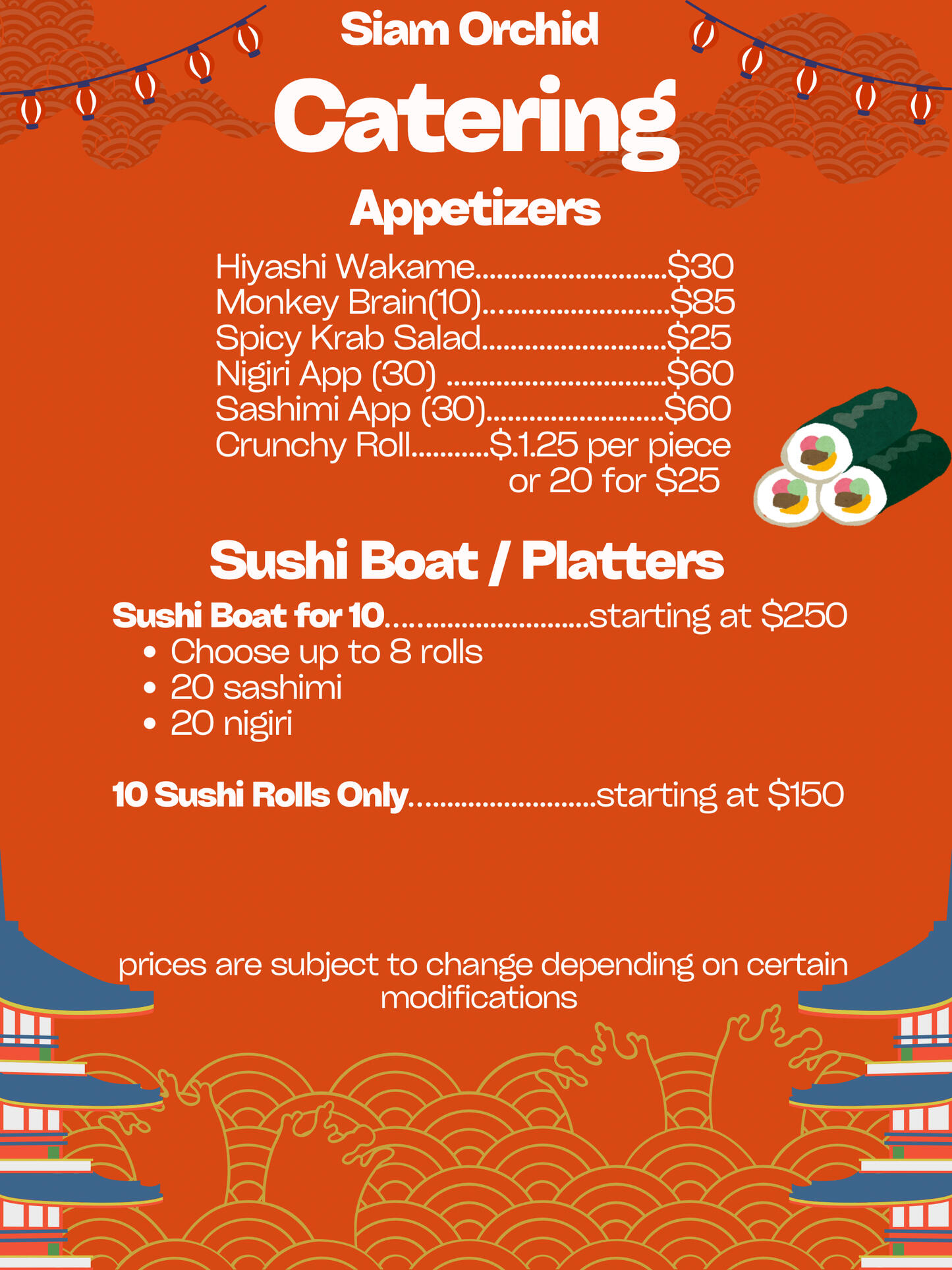 Siam Orchid Melbourne Catering Sushi